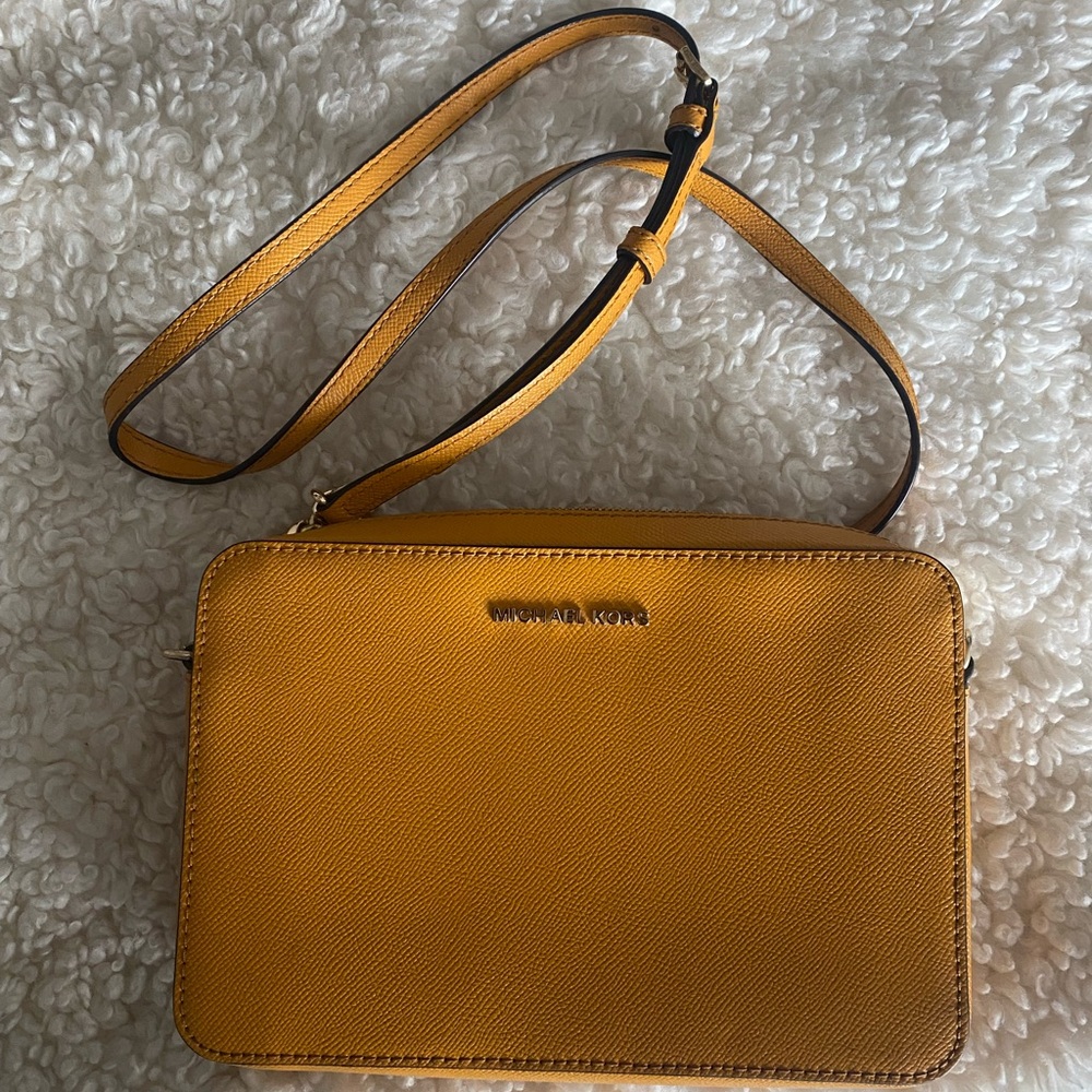 Yellow Michael Kors crossbody purse
